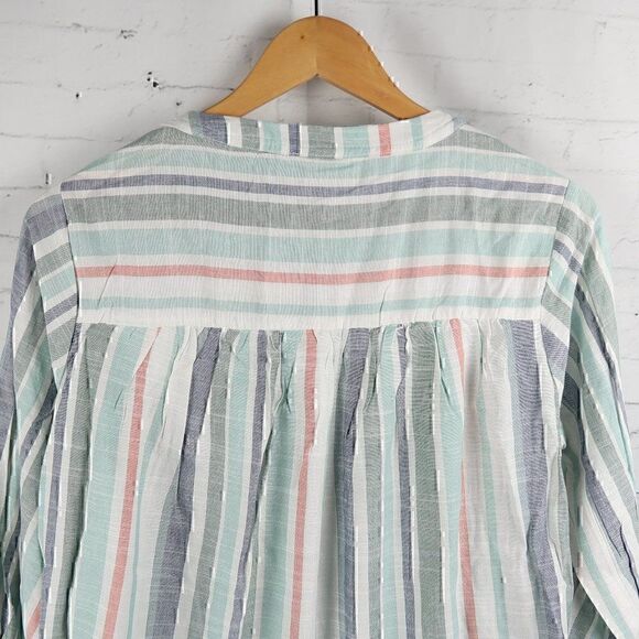 KNOX ROSE MULTI COLOR STRIP V NECK LONG SLEEVE BOHO SMOCK TOP SIZE XS NWT - Picture 10 of 11